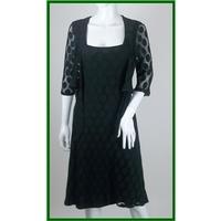 kaliko size 10 black polka dot mesh calf length dress