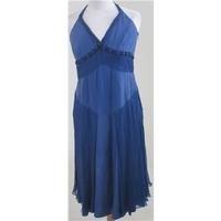 Karen Millen Size12 midnight-blue halter-neck silk dress