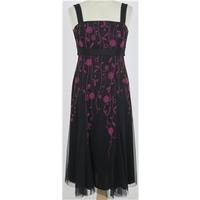 Kaliko, size 8 black dress with magenta embroidery