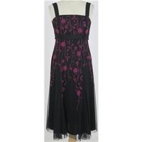 kaliko size 8 black dress with magenta embroidery