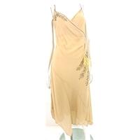 Karen Millen Size 14 Beige Sleeveless Silk Dress