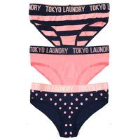 Katelyn (3 Pack) Assorted Print Briefs In Candy Pink / Blue - Tokyo Laundry