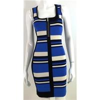 Karen Millen Size 6 Bodycon Blue And Black Striped Dress