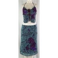 karen millen size 8 sea green purple sequined two piece