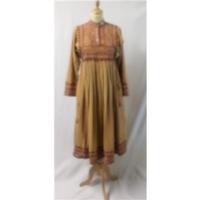 Kasida Size S Tan Cotton Embroidered Dress Kasida - Size: S - Brown - Smock