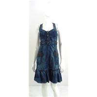 Karen Millen Size 10 Denim Crossover Back Summer Dress