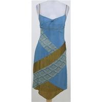 Karen Millen: Size 8: Turquoise & gold silk mix summer dress