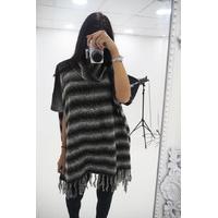 kady roll neck striped knitted poncho