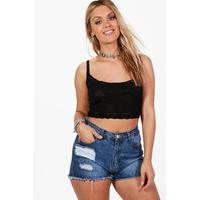 Kara Crochet Crop Beach Top - black