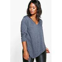 Katie Asymmetric Knitted Jumper - grey