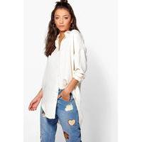 Kayla Linen Look Oversized Shirt - sand