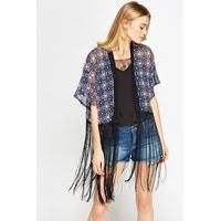 kaleidoscope print tassel hem kimono