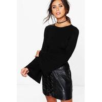 Kayla Flute Sleeve Crop - black