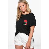 katie embroidered t shirt black
