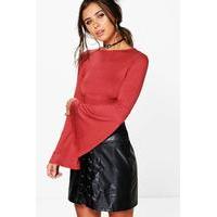 Kayla Flute Sleeve Crop - cinnamon