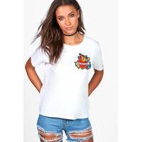 kacy heart badge t shirt white