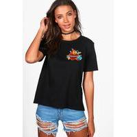 kacy heart badge t shirt black