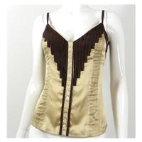 karen millen uk 14 silk gold chocolate brown strappy top