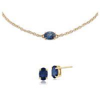 kanchanaburi sapphire oval stud earring 19cm bracelet set