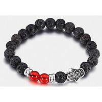 kalen2016 new arrival jewelry mens black lava beads bracelets