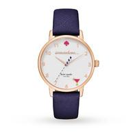 kate spade new york metro 5 oclock white dial navy leather ladies watc ...