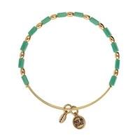 karma green gold beaded bangle