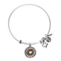 karma silver heart stamp charm bangle