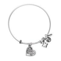 Karma Silver Knotted Heart Charm Bangle