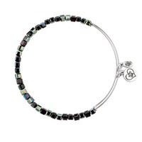 Karma Square Jet and Jet Metallic Beaded Bangle