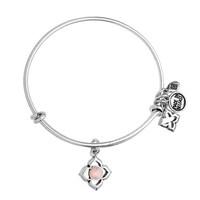 Karma Silver Pink Opal June Birthstone Bangle