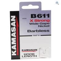 Kamasan B611 Barbless Hook to Nylon, Size 18, pack of 8
