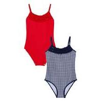 KD Girls Pack of Two Gingham Swimsuits