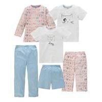 kd edge girls pack of 6 pyjamas