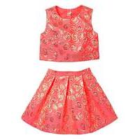 KD Girls Brocade Top and Skirt Set