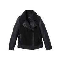 KD Girls PU and Faux Sheep Biker Jacket