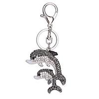Key Chain Dolphin Key Chain Black White Pink Metal