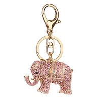 Key Chain Elephant Key Chain White Pink Metal