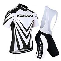 KEIYUEM Cycling Jersey with Bib Shorts Women\'s Men\'s Unisex Short Sleeve Bike Jersey Padded Shorts/Chamois Bib Tights Clothing SuitsQuick