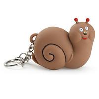 Key Chain Snail Cartoon LED Lighting / Sound Brown ABS