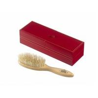 Kent Handmade Satin Wood Oval Bristle Hairbrush White