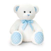 Keel Toys 25cm Baby Spotty Bear White - Pink Paws