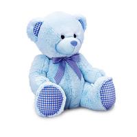 keel toys nursery gingham bear 25cm blue