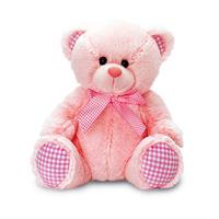 keel toys nursery gingham bear 25cm pink