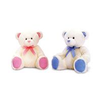 keel toys nursery gingham bear paws 15cm pink