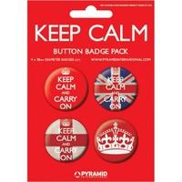 keep calm and carry on badge pack 4 x 38mm badges