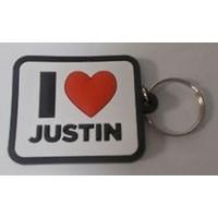 Keychain - I Love Justin - Rubber - 4.5cm x 6cm - Pyramid