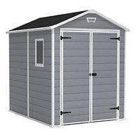 keter manor double door plastic shed grey 8 x 6 ft