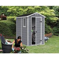 keter manor double door plastic shed grey 6 x 4 ft