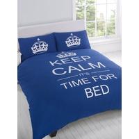 keep calm its time for bed single duvet cover set blue