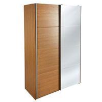 kendal oak effect 2 door sliding mirror wardrobe h2054mm w1300mm